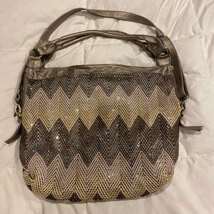 Big Buddha Santa Barbara large Chevron hobo purse